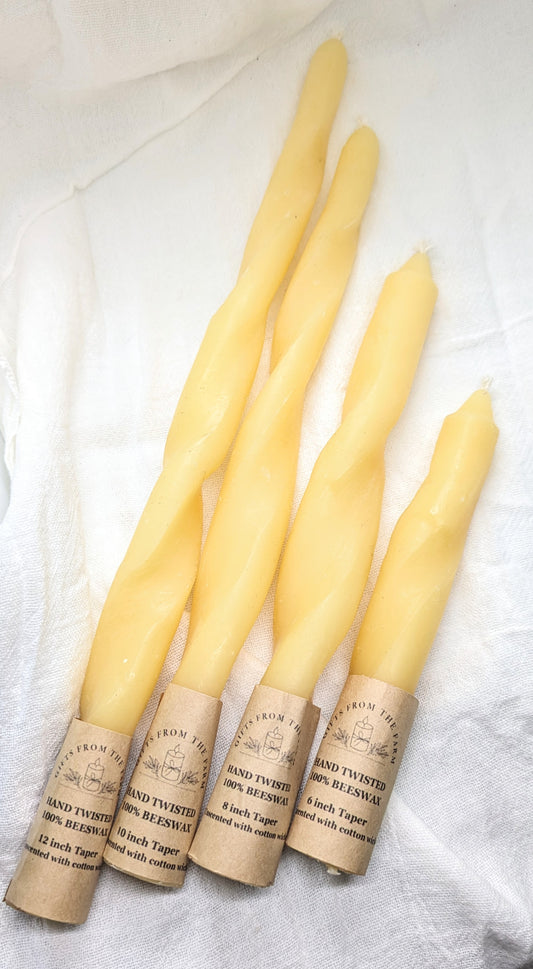 Hand Twisted 100% Beeswax Tapers